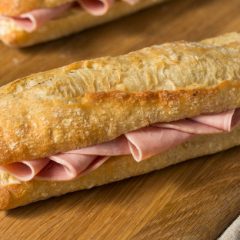 Homemade French Ham Jambon Beurre Sandwich with Butter